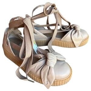 Fenty Puma by Rhianna Beige Bow Ballerina Style Creeper Sandals size 10